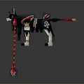 Block Built Black Dog Model With Red Tail White Nose And Paws