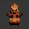 Orange Squirrel Character In Low Poly 3D Model With Standing Pose And Fluffy Tail 3d model