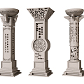 New Chinese Style Column Landscape Column 3d model