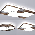 Modern Minimalist Ceiling Light With Square Round Design White Panel And Brown Frame 3d model
