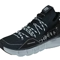 Black High Top Sporty Shoes With White Laces Mesh Material And Transparent Sole