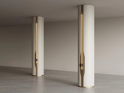 Modern Lighted Sleek Columns In Minimalist Interior With Integrated Accent Lighting 3d model