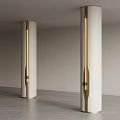 Modern Lighted Sleek Columns In Minimalist Interior With Integrated Accent Lighting 3d model