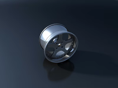 Automotive Wheel Rim Featuring Silver Alloy And Modern Spoke Design 3d model