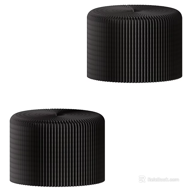 Modern Black Stool With Vertical Pleated Design For Home Interior Decor 3d model 