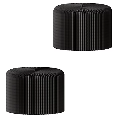 Modern Black Stool With Vertical Pleated Design For Home Interior Decor 3d model