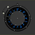 Black Computer Cooling Fan With Blue Component And Sturdy Stand Design Structure