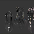 Decorative Long Hair Wigs With Various Hair Accessories For Daily Life Use