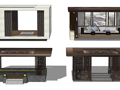 New Chinese pavilion combination model