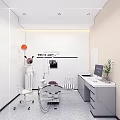 Dental Clinic Room Interior With DR and MRS Sign Chair Instruments Computer Potted Plant