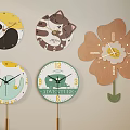 Cute Decorative Wall Clocks With Animal And Flower Shaped Patterns 3d model