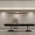 Modern Game Room With Pool Table And Pendant Light 3d model