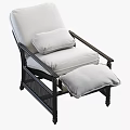 Comfortable White Cushioned Lounge Chair With Black Wicker Frame And Ottoman