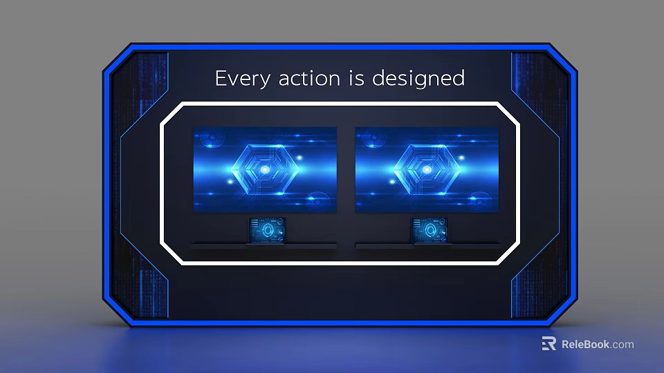 Display Cabinet Shelf With Modern Design Dual Screens And Blue Lighting Features 3d model 
