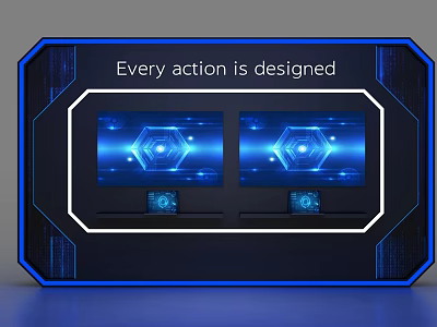 Display Cabinet Shelf With Modern Design Dual Screens And Blue Lighting Features 3d model