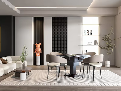 Modern Entertainment Room Interior With Comfortable Sofa Coffee Table Decorative Pieces And Green Plants 3d model