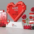Romantic Red Pixel Heart Photo Spot With Love You So Much Text Roses And Decorations