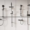 Modern Black Wall Mounted Shower Systems Including Overhead And Handheld Designs 3d model