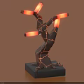 Unique Tree Shaped Decorative Lamp With Illuminated Branches Cracked Texture And Square Base 3d model