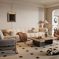 Plush Cream Tone Sofa And Coffee Table Set For Cozy Modern Living Room Home Decor