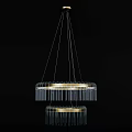 Contemporary Modern Double Layer Chandelier With Metal Frames And Hanging Tassels