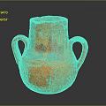 Orange Clay Vase Sculpture With Two Handles And Textured Surface Design