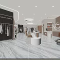 Modern Elegant Clothing Store Interior Design With Cozy Rest Zone And Clothing Display Racks