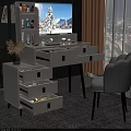 Modern Dressing Table With Multiple Drawers Mirror Cosmetics And Accompanying Chair