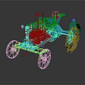 Classic Blue Tractor With Vintage Design Metal Wheels And Detailed Engine Parts