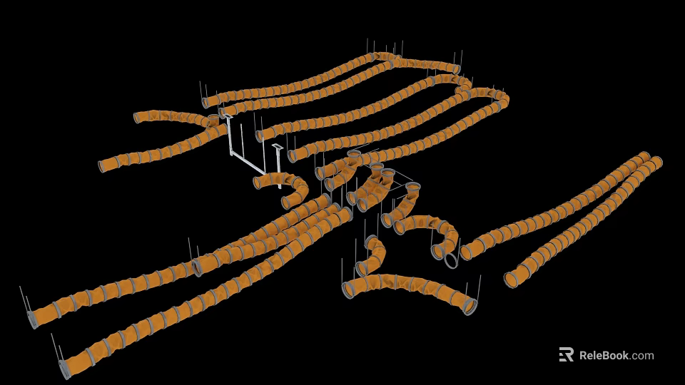 Industrial Equipment With Interconnected Tubular Mechanical Components And Structural Design 3d model 