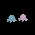 Cute Blue and Pink Octopus Plush Toys with Smiling and Sad Faces