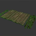 Rustic Wooden Building Structure With Planks And Fences 3d model