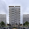 Modern High Rise Residential Buildings With Balconies And Surrounding Greenery And Trees