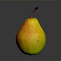 Fresh Ripe Yellow Orange Pear With Red Stem On Dark Background