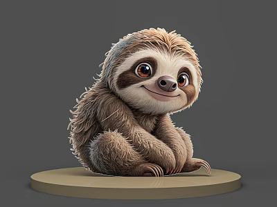 Adorable Reptile Figurine With Big Eyes Smiling Sitting On Round Base 3d model