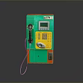 Green And Yellow Public Telephone Equipment With Display Screen Keypad Coin Slot And Handset