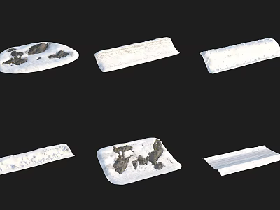 White Decorative Panels In Various Shapes With Black Accents On Black Background 3d model