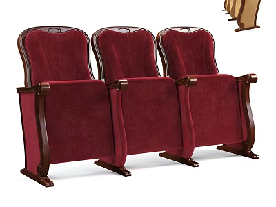 Comfortable Soft Red Fabric Upholstered Leisure Chair Set With Sturdy Wooden Frame For Theater Spaces 3d model