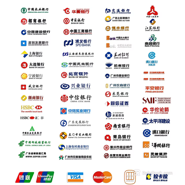 Diverse Financial Institution Logos Featuring Major Banks And Insurance Companies 3d model 