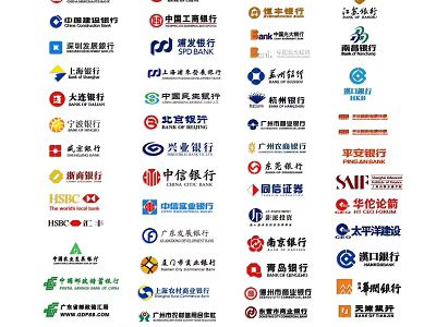 Diverse Financial Institution Logos Featuring Major Banks And Insurance Companies 3d model
