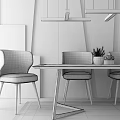 Modern Dining Table and Chair Combination Dining Table Combination 3d model