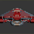 Red And Blue Cosmic Spaceship 3D Model Showcasing Detailed Aerospace Structure And Modern Design