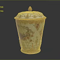Elegant Porcelain Decorative Jar With Gold Trim And Floral Landscape Patterns