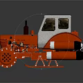 Red Tractor With White Cabin And Blue Exhaust Pipes On Black Background