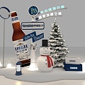 White Beer Winter Scene Snowman Meichen Snow Winter Winter 3d model