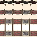 Ornate Ceiling Decoration With Patterned Fabric Elements 3d model