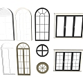 French curved window French curved casement window French floor-to-ceiling window cut-out window 3d model