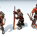 Samurai game character virtual character 3d model