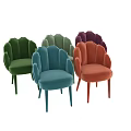 Modern Single Chairs With Scalloped Backrest And Various Velvet Upholstery Colors