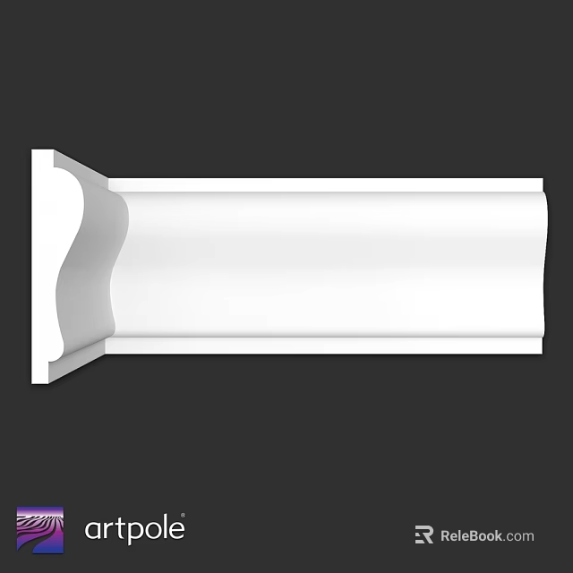 White Decorative Crown Molding With Smooth Curved Profile For Interior Design 3d model 